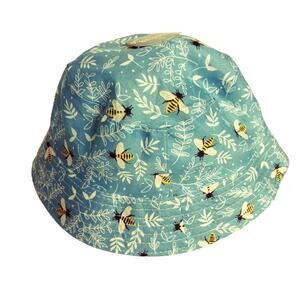 Blue Bumble Bee Bucket Hat Summer Sun Hat Nature Print Outdoor Lightweight